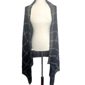 Christopher & Banks Black Rainbow Plaid Scarf/Wrap w/Fringed Hemline